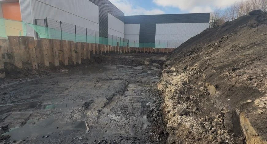 Excavated site material before bulk fill treatment in Becton