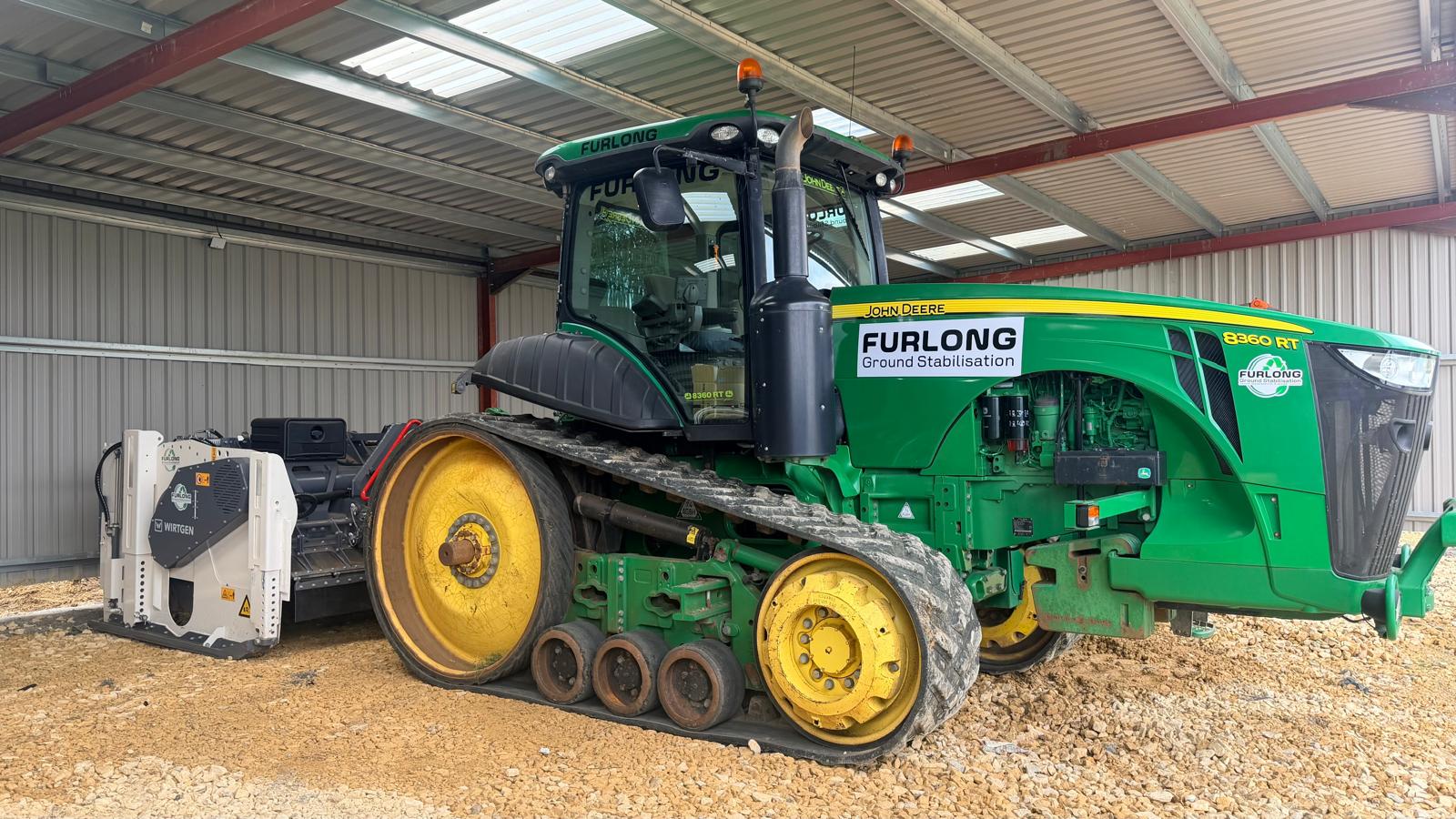 John Deere 8360RT tracked tractor with Wirtgen mixer