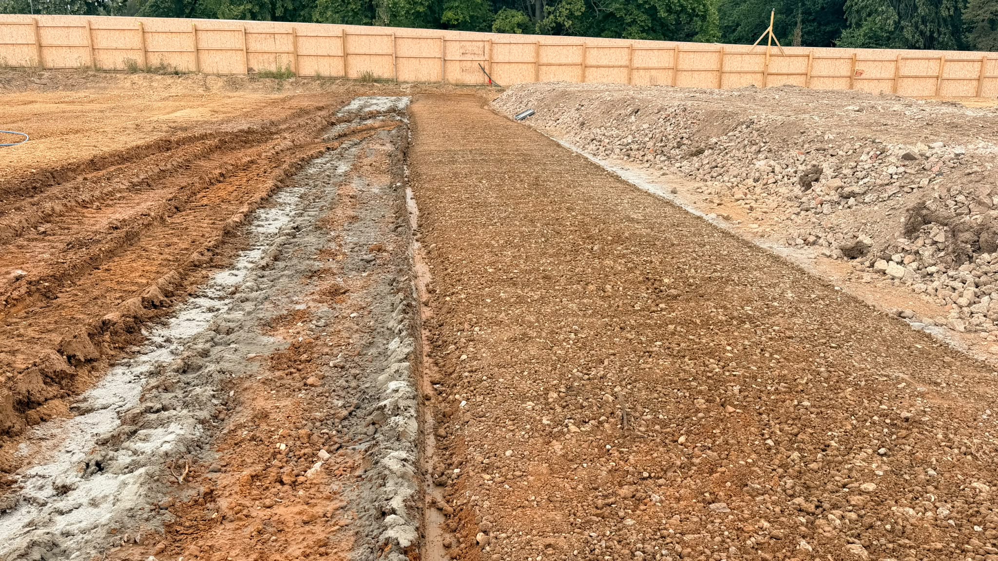 Stabilised formation and treated track on site